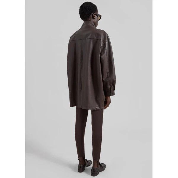 The Frankie Shop Douvrin Faux Leather Jacket – Brown, view 8
