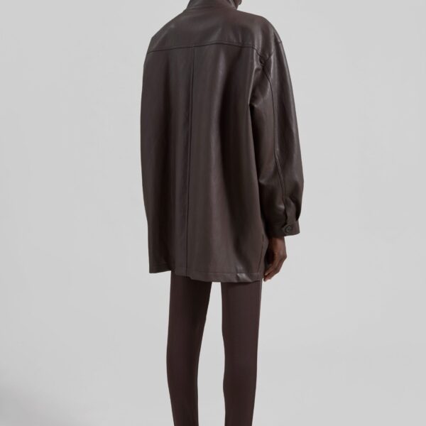 The Frankie Shop Douvrin Faux Leather Jacket - Brown - Oversized Minimalist Jackets in Brown - Shop at Coveti