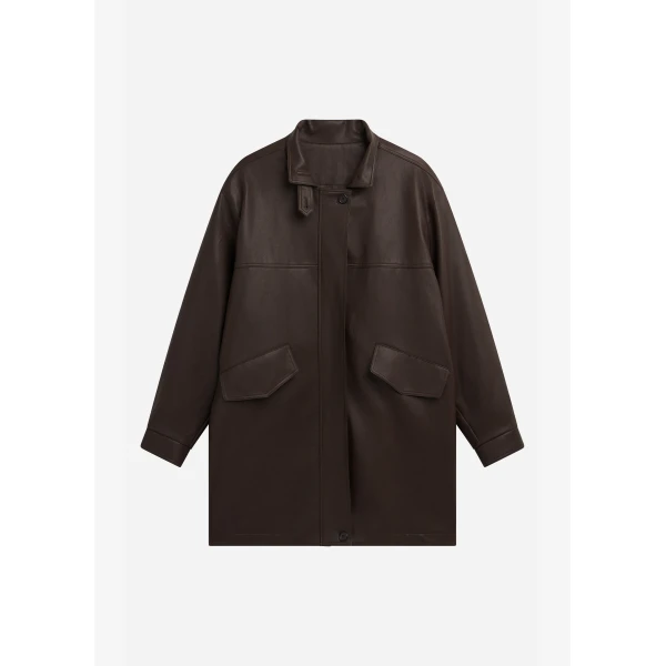 The Frankie Shop Douvrin Faux Leather Jacket – Brown, view 9