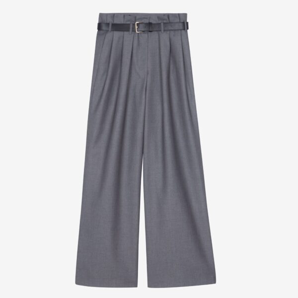 The Frankie Shop Dulverton Pleated Trousers - Grey - Oversized Minimalist Pants in Grey - Shop at Coveti
