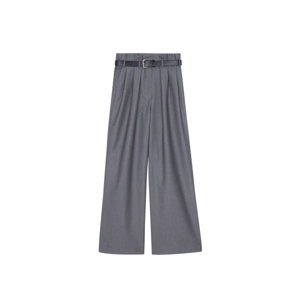 The Frankie Shop Dulverton Pleated Trousers - Grey - Oversized Minimalist Pants in Grey - Shop at Coveti