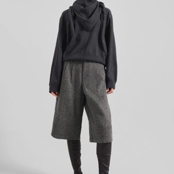The Frankie Shop Dunley Bermuda Shorts - Charcoal Melange - Oversized Minimalist Shorts in Blue - Shop at Coveti