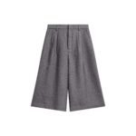 The Frankie Shop Dunley Bermuda Shorts - Charcoal Melange - Oversized Minimalist Shorts in Blue - Shop at Coveti