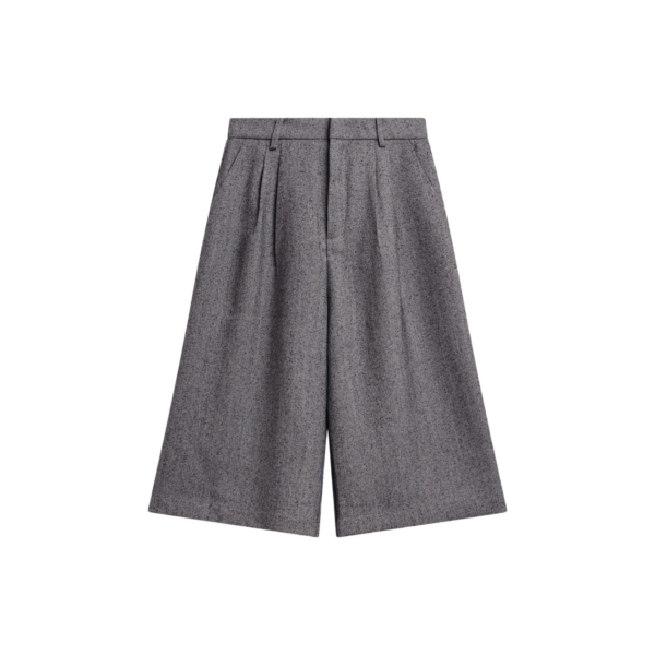 The Frankie Shop Dunley Bermuda Shorts - Charcoal Melange - Oversized Minimalist Shorts in Blue - Shop at Coveti