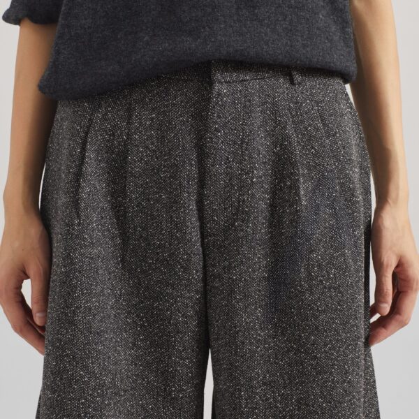 The Frankie Shop Dunley Bermuda Shorts - Charcoal Melange - Oversized Minimalist Shorts in Blue - Shop at Coveti