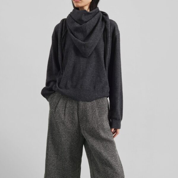 The Frankie Shop Dunley Bermuda Shorts - Charcoal Melange - Oversized Minimalist Shorts in Blue - Shop at Coveti