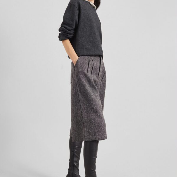 The Frankie Shop Dunley Bermuda Shorts - Charcoal Melange - Oversized Minimalist Shorts in Blue - Shop at Coveti