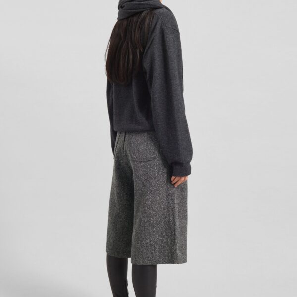 The Frankie Shop Dunley Bermuda Shorts - Charcoal Melange - Oversized Minimalist Shorts in Blue - Shop at Coveti