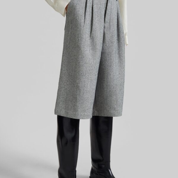 The Frankie Shop Dunley Bermuda Shorts - Grey Melange - Oversized Minimalist Shorts in Grey - Shop at Coveti