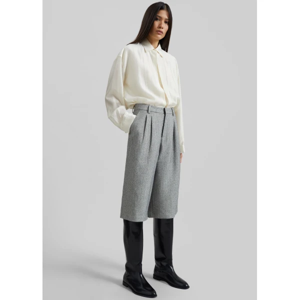 The Frankie Shop Dunley Bermuda Shorts – Grey Melange, view 7