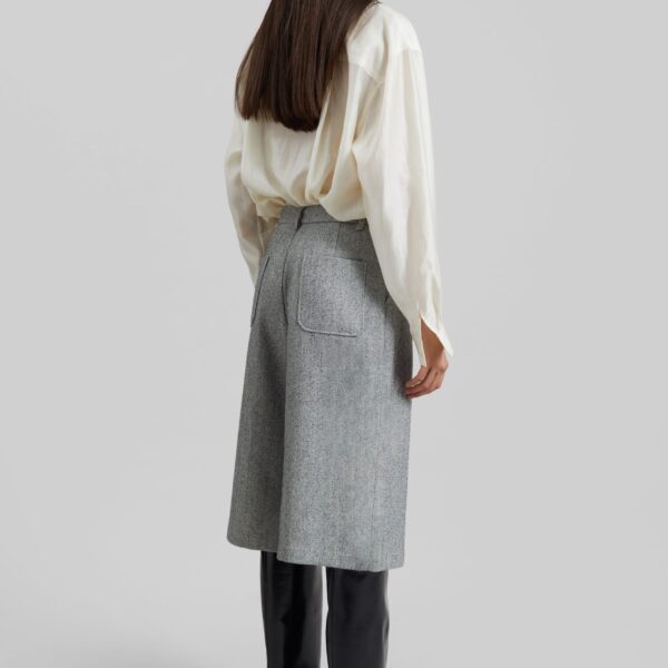 The Frankie Shop Dunley Bermuda Shorts - Grey Melange - Oversized Minimalist Shorts in Grey - Shop at Coveti