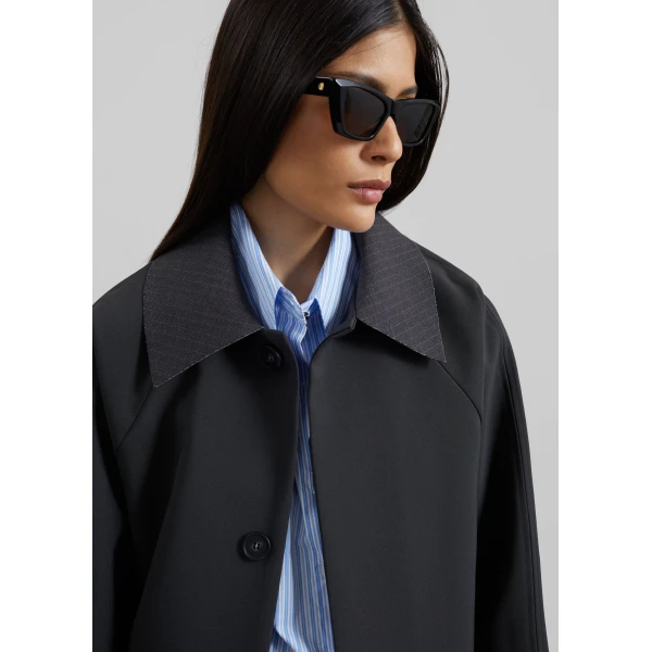The Frankie Shop Ebbe Contrast Collar Boxy Jacket – Charcoal, view 3