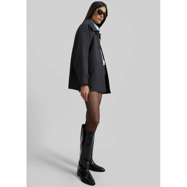 The Frankie Shop Ebbe Contrast Collar Boxy Jacket – Charcoal, view 7