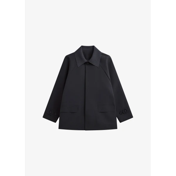 The Frankie Shop Ebbe Contrast Collar Boxy Jacket – Charcoal, view 9