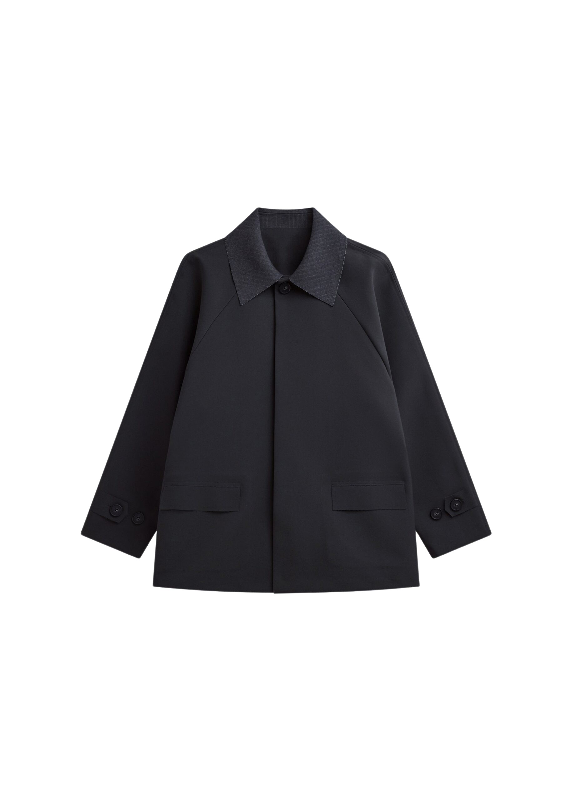 The Frankie Shop Ebbe Contrast Collar Boxy Jacket – Charcoal