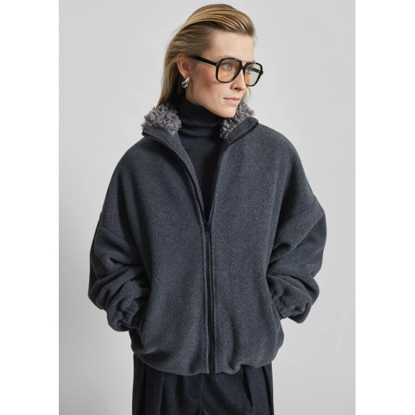 The Frankie Shop Edane Fleece Jacket – Dark Grey, view 5