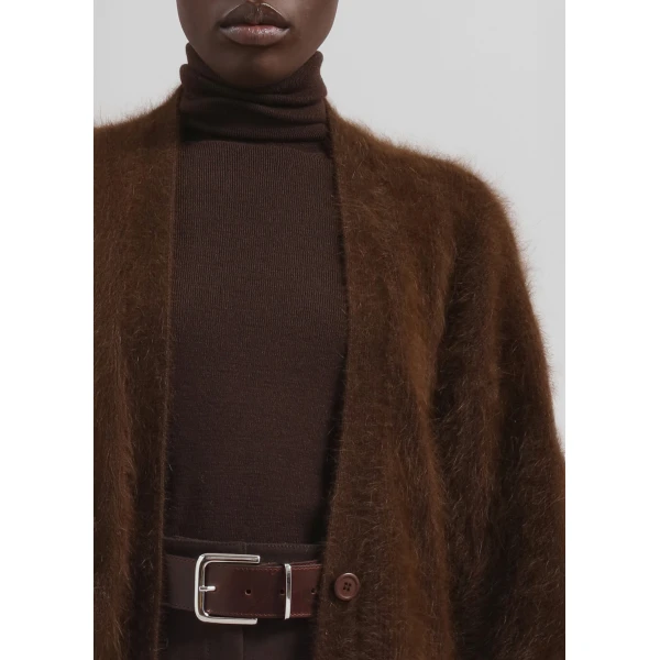 The Frankie Shop Elland Oversized Alpaca Cardigan – Olive Brown, view 4
