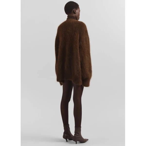 The Frankie Shop Elland Oversized Alpaca Cardigan – Olive Brown, view 6