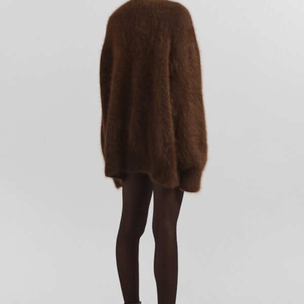 The Frankie Shop Elland Oversized Alpaca Cardigan - Olive Brown - Oversized Minimalist Knitwear in Brown - Shop at Coveti
