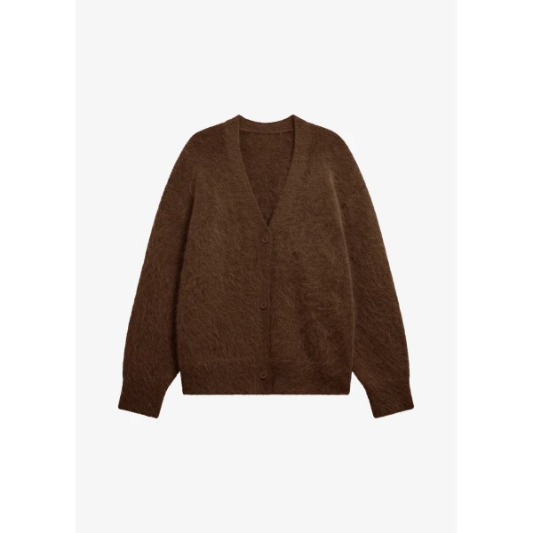 The Frankie Shop Elland Oversized Alpaca Cardigan – Olive Brown, view 7