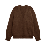 The Frankie Shop Elland Oversized Alpaca Cardigan - Olive Brown - Oversized Minimalist Knitwear in Brown - Shop at Coveti