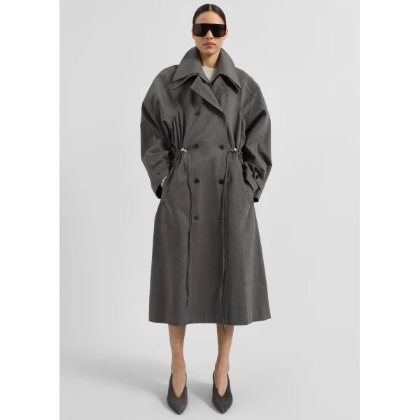 The Frankie Shop Elrod Drawstring Trench – Grey Coat, view 2