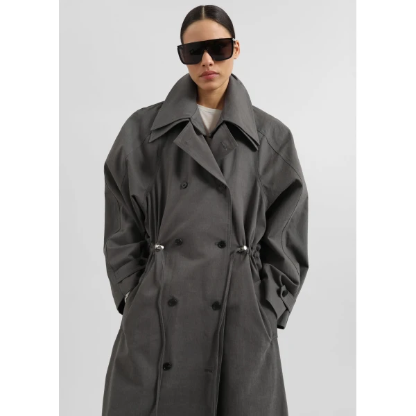 The Frankie Shop Elrod Drawstring Trench – Grey Coat, view 4