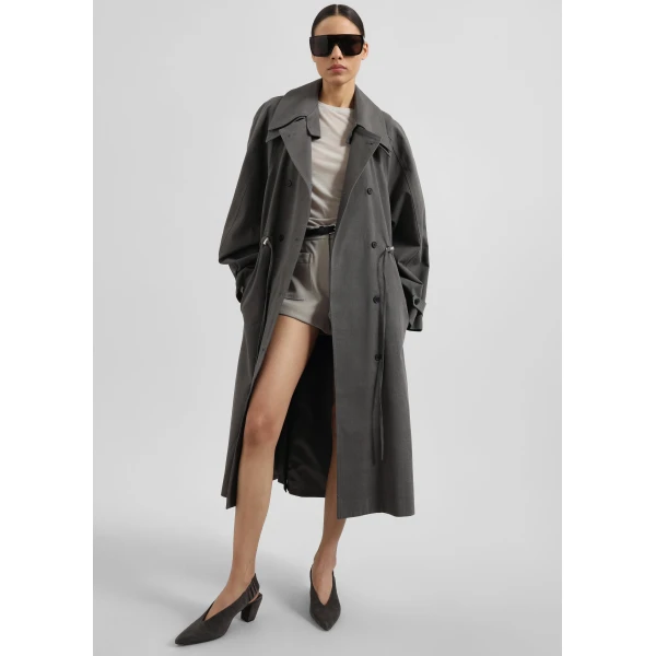 The Frankie Shop Elrod Drawstring Trench – Grey Coat, view 5