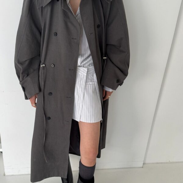 The Frankie Shop Elrod Drawstring Trench - Grey - Oversized Minimalist Coats in Grey - Shop at Coveti