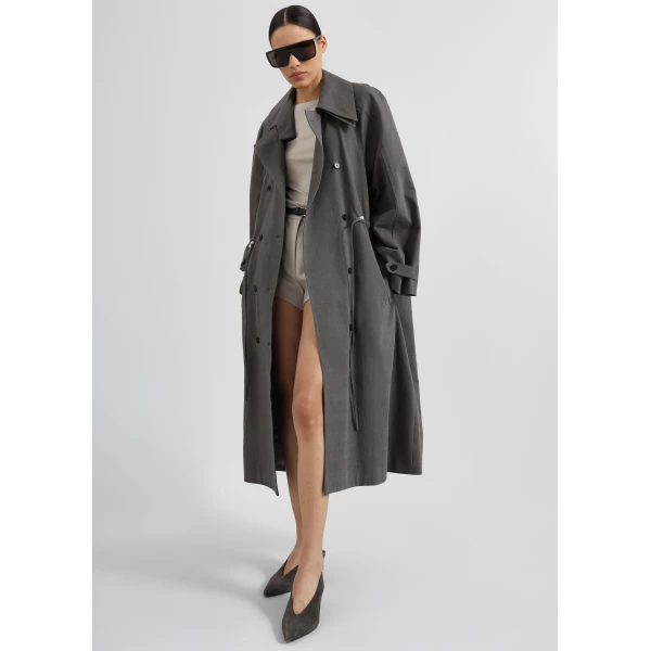 The Frankie Shop Elrod Drawstring Trench – Grey Coat, view 7