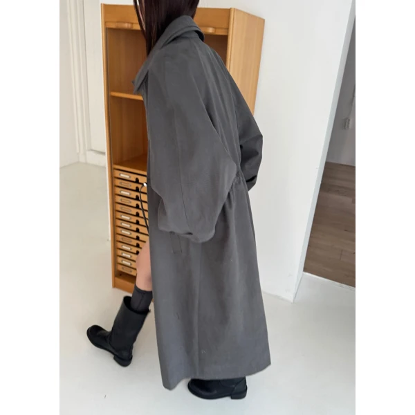 The Frankie Shop Elrod Drawstring Trench – Grey Coat, view 8