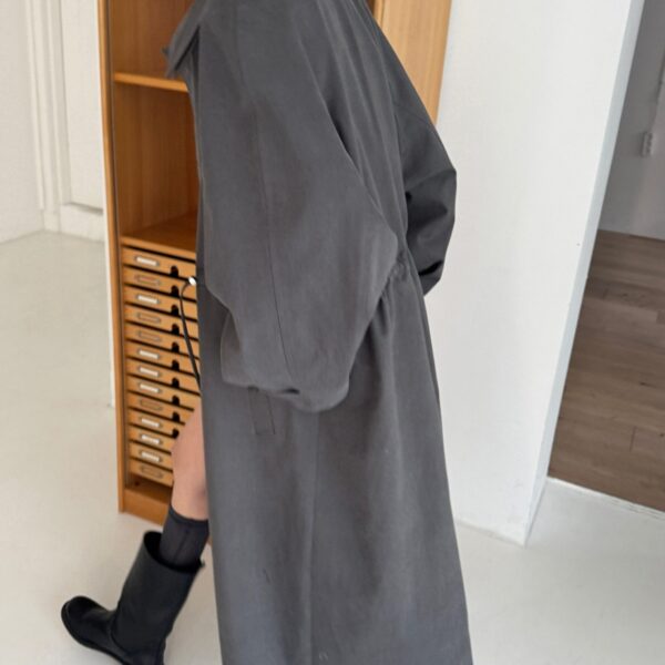 The Frankie Shop Elrod Drawstring Trench - Grey - Oversized Minimalist Coats in Grey - Shop at Coveti