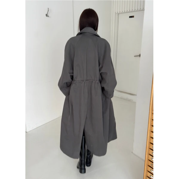 The Frankie Shop Elrod Drawstring Trench – Grey Coat, view 9
