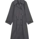 The Frankie Shop Elrod Drawstring Trench - Grey - Oversized Minimalist Coats in Grey - Shop at Coveti