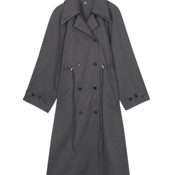 The Frankie Shop Elrod Drawstring Trench - Grey - Oversized Minimalist Coats in Grey - Shop at Coveti