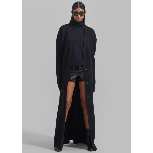 The Frankie Shop Emi Long Knit Cardigan – Black, view 2