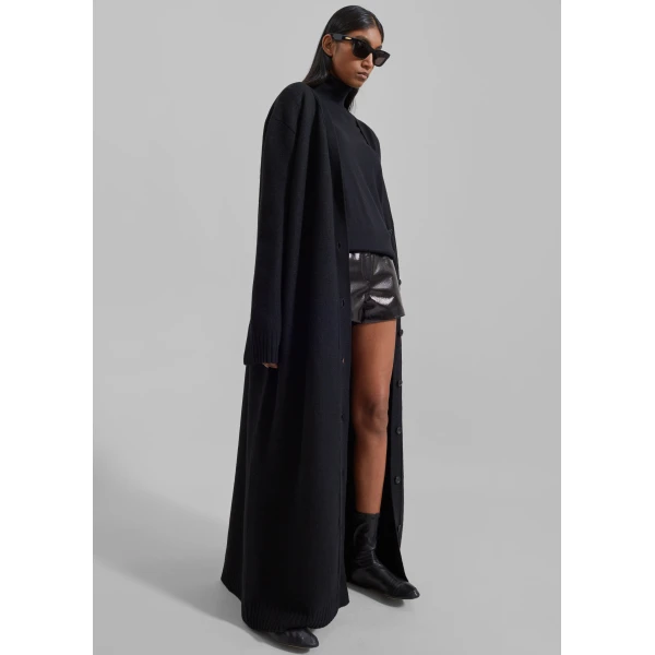 The Frankie Shop Emi Long Knit Cardigan – Black, view 3