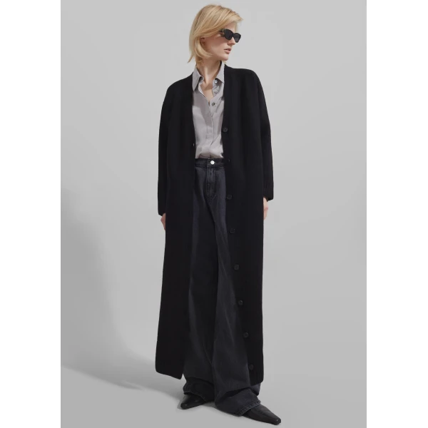 The Frankie Shop Emi Long Knit Cardigan – Black, view 4