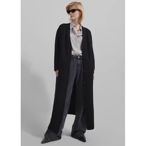 The Frankie Shop Emi Long Knit Cardigan – Black, view 6