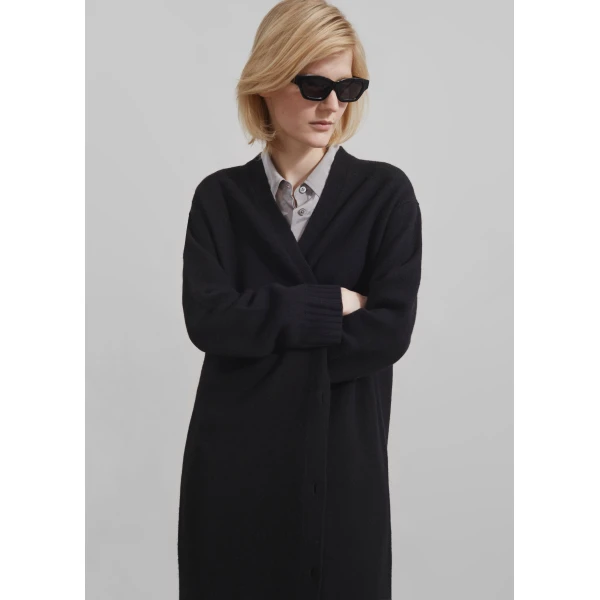 The Frankie Shop Emi Long Knit Cardigan – Black, view 7