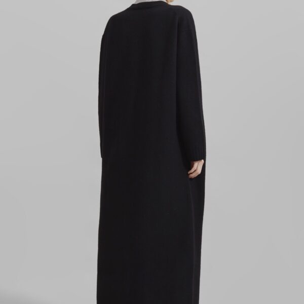 The Frankie Shop Emi Long Knit Cardigan - Black - Oversized Minimalist Knitwear in Black - Shop at Coveti