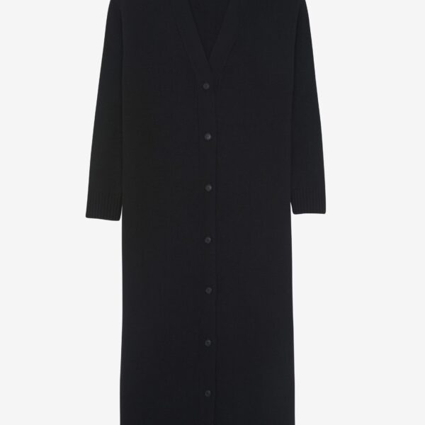 The Frankie Shop Emi Long Knit Cardigan - Black - Oversized Minimalist Knitwear in Black - Shop at Coveti