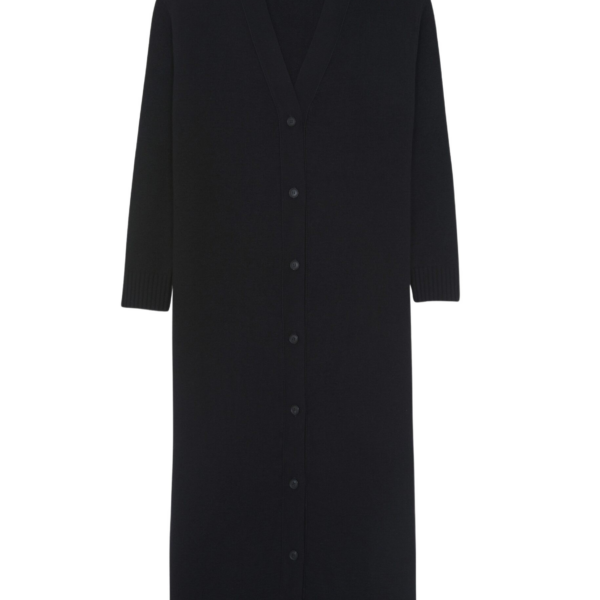The Frankie Shop Emi Long Knit Cardigan - Black - Oversized Minimalist Knitwear in Black - Shop at Coveti