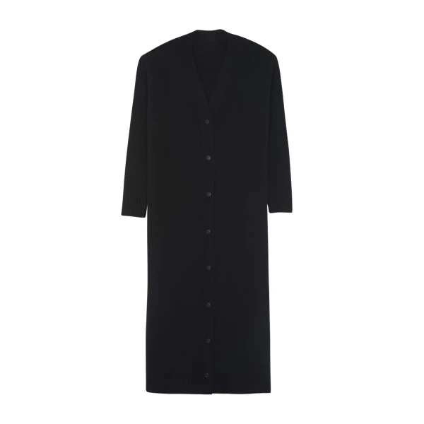 The Frankie Shop Emi Long Knit Cardigan - Black - Oversized Minimalist Knitwear in Black - Shop at Coveti
