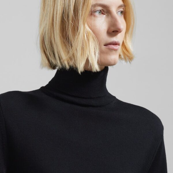 The Frankie Shop Eve Thin Turtleneck Sweater - Black - Oversized Minimalist Knitwear in Brown - Shop at Coveti