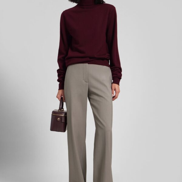 The Frankie Shop Eve Thin Turtleneck Sweater - Burgundy - Oversized Minimalist Knitwear in Red - Shop at Coveti