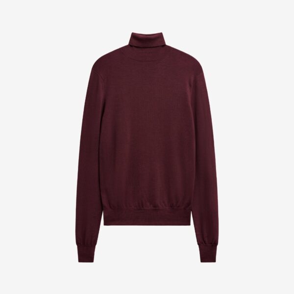 The Frankie Shop Eve Thin Turtleneck Sweater - Burgundy - Oversized Minimalist Knitwear in Red - Shop at Coveti