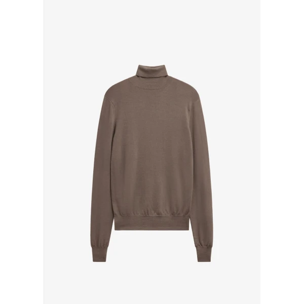 The Frankie Shop Eve Thin Turtleneck Sweater - Dark Taupe - Oversized Minimalist Knitwear in Brown - Shop at Coveti
