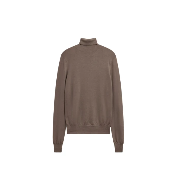 The Frankie Shop Eve Thin Turtleneck Sweater - Dark Taupe - Oversized Minimalist Knitwear in Brown - Shop at Coveti