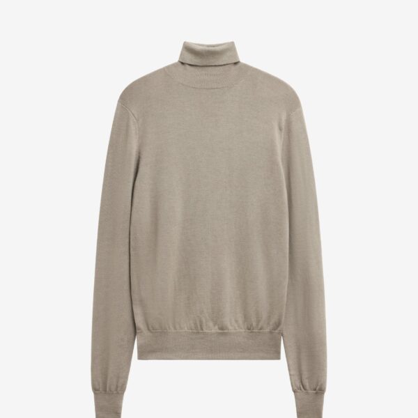 The Frankie Shop Eve Thin Turtleneck Sweater - Taupe - Oversized Minimalist Knitwear in Brown - Shop at Coveti